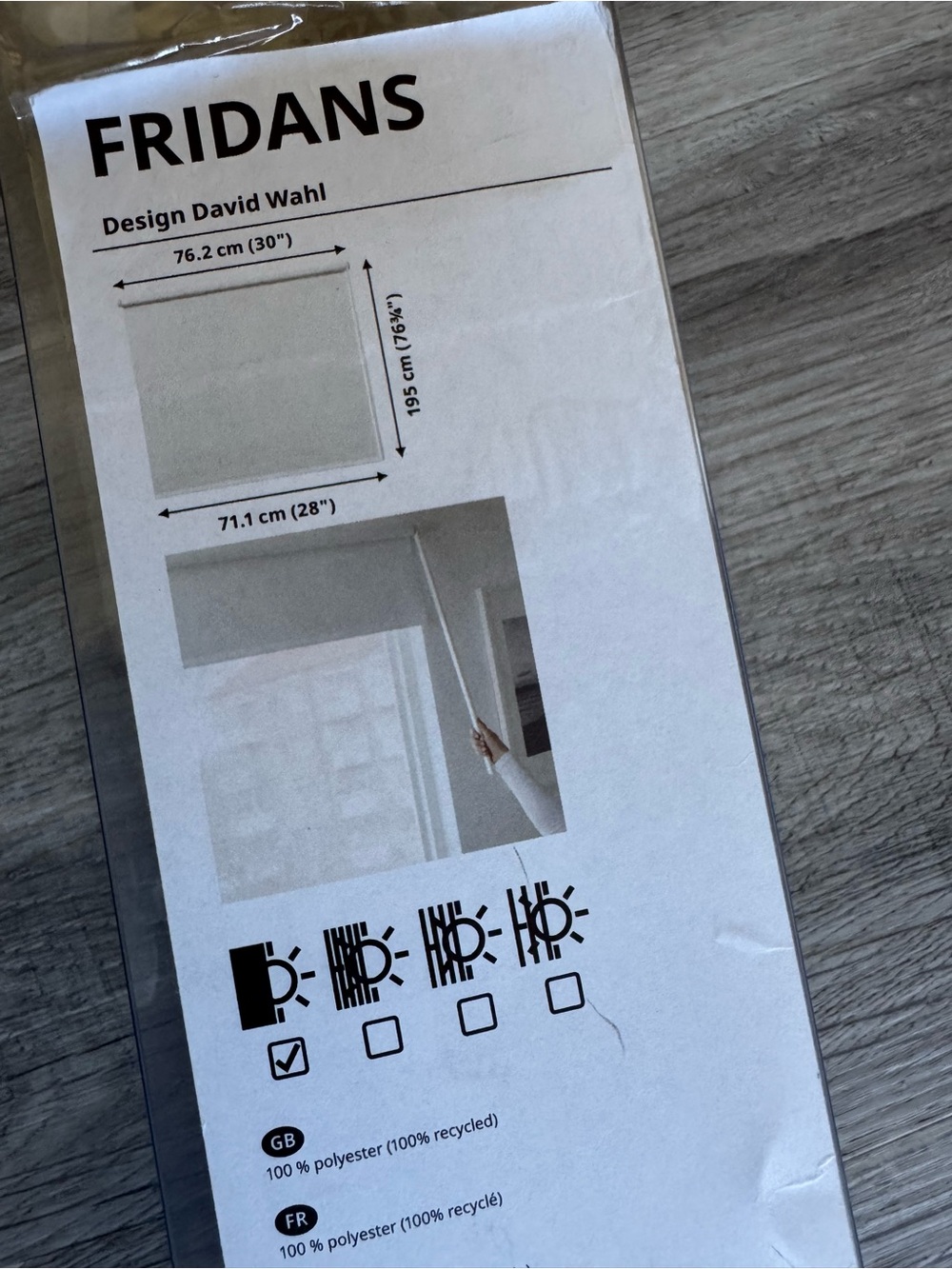 IKEA Fridans WHITE Blackout Roller Blind 30" X 76.75" X 28" NEW Openbox
